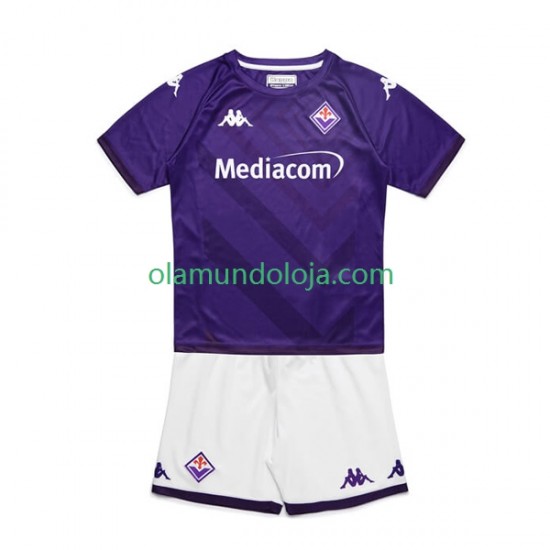 Camisola ACF Fiorentina Criança Equipamento Primeiro 2022-2023 Manga Curta